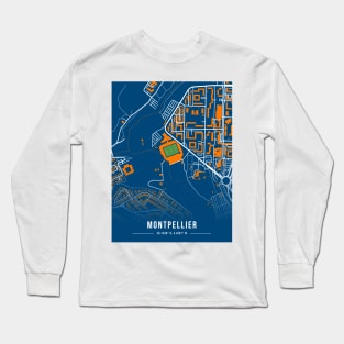 Map Design of Stade de la Mosson Long Sleeve T-Shirt